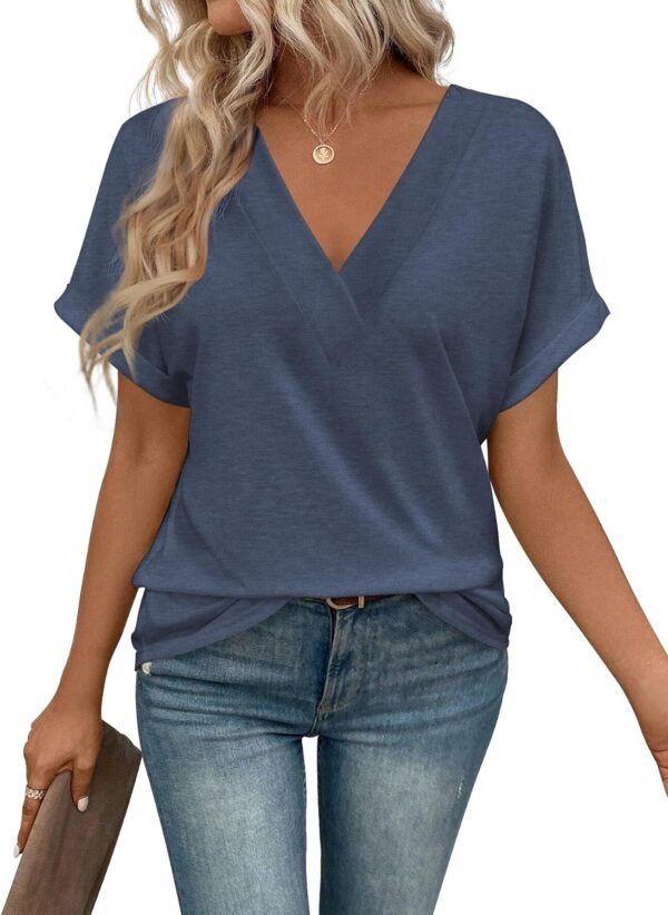 71DAYd5YPlL._AC_SL1500.jpg T Shirts Short Sleeve V Neck Tees Womens Fashion Tops Trendy Lightweight Soft 2024 Casual Summer Spring Outfits