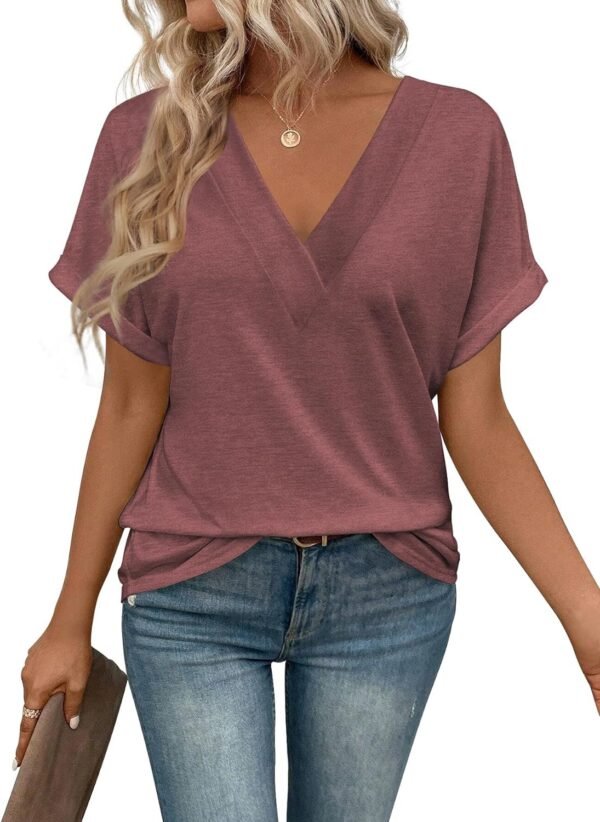 71DiK4nAQBL._AC_SL1500.jpg T Shirts Short Sleeve V Neck Tees Womens Fashion Tops Trendy Lightweight Soft 2024 Casual Summer Spring Outfits