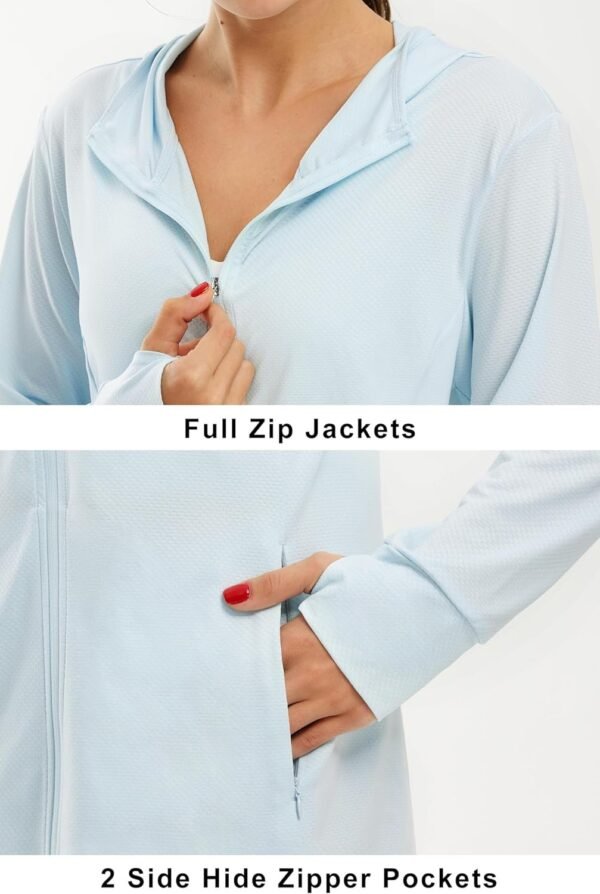 Women's Full Zip UPF 50+ Sun Protection Hoodie Jacket Long Sleeve Sun Shirt Hiking Outdoor Performance with Pockets