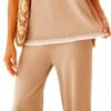 Set 2 Piece Outfits Short Sleeve Knitted Pullover Wide Leg Lounge Pants Tracksuit
