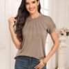 Womens Tshirts Trendy Fashion Tops Lace Short Sleeve Business Tee Shirts Casual Knitted Blouses Summer Outfits 2024