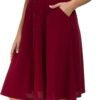 Womens High Waisted A Line Pleated Midi Skirt Button Front Skirts with Pocket