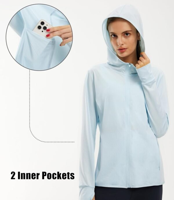 Women's Full Zip UPF 50+ Sun Protection Hoodie Jacket Long Sleeve Sun Shirt Hiking Outdoor Performance with Pockets