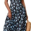 Women's 2024 Short Sleeve Round Neck Casual Summer Flowy Maxi Spring Dresses with Pockets