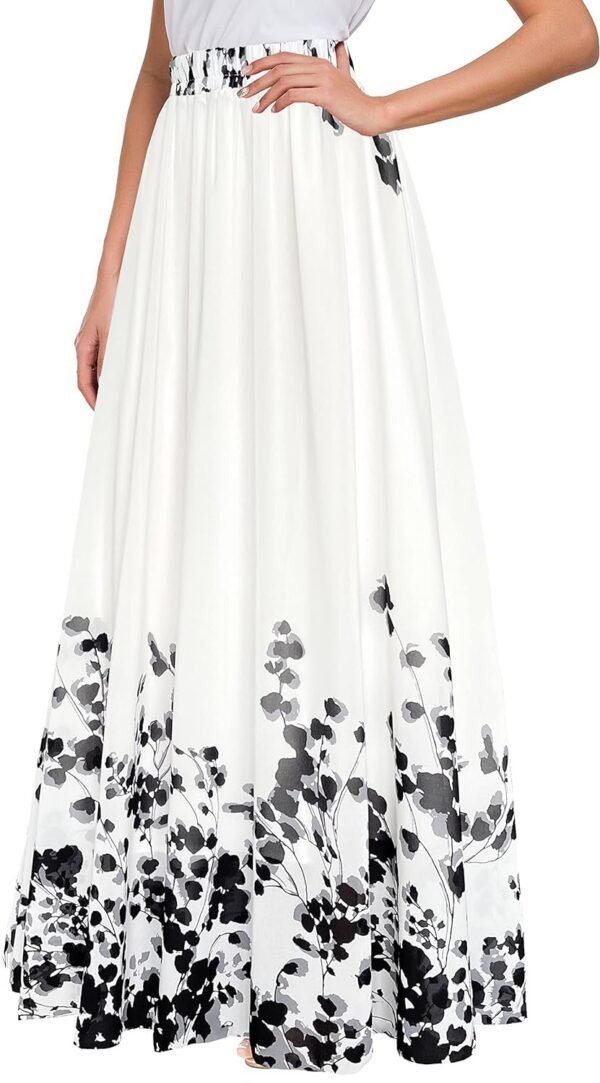 Women Floral Long Skirts Chiffon Summer Beach High Waisted Maxi Skirts