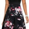 Women's Vintage Ruffle Floral Flared A Line Swing Casual Cocktail Party Dresses