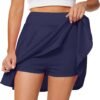 Women's Casual Basic Versatile Flared Pleated Mini Skater Skirt with Shorts
