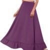 Women Plus Size Maxi Skirt Vintage High Waist Long Skirt with Pockets