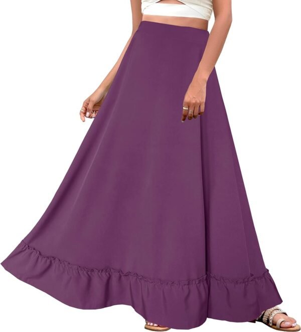 Women Plus Size Maxi Skirt Vintage High Waist Long Skirt with Pockets