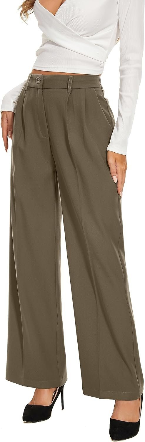 71Fuvbqab_L._AC_SL1500.jpg Women's Wide Leg Pants High Elastic Waisted Long Straight Casual Pant Fashion Loose Trousers