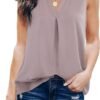 Women's Summer Tank Blouse Casual V Neck Sleeveless Tunic Top Shirt