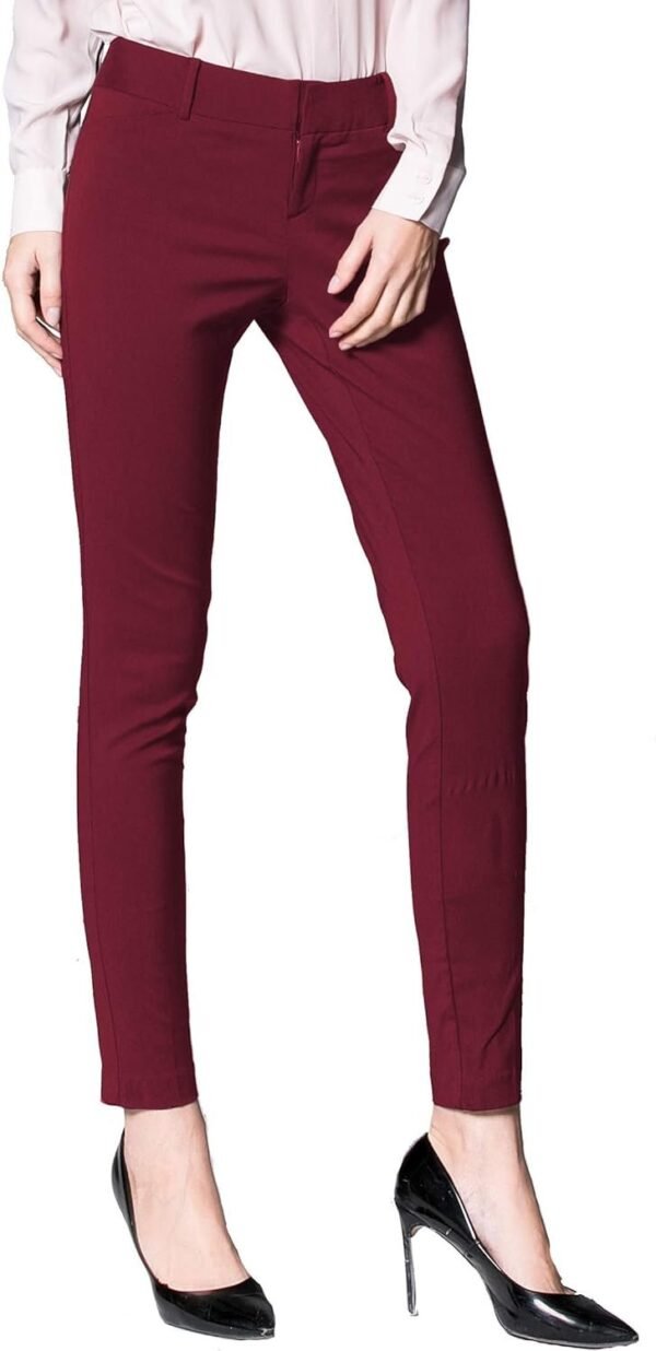 Women's Straight Pants Stretch Slim Skinny Solid Trousers Casual Business Office