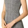 Women's Plaid Dress Sleeveless Fit and Flare Houndstooth Work Dresses