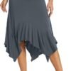 Women's Summer Beach Skirt Stretchy Midi Skirt with Irregular Hem