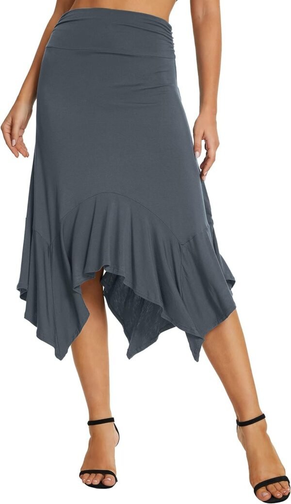 Women's Summer Beach Skirt Stretchy Midi Skirt with Irregular Hem