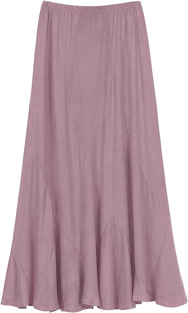 Women's Vintage Elastic Waist A-Line Long Midi Skirt