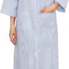 Women House Dress Snap Front Nightgown 3/4 Sleeve Housecoat Duster Robe with Pockets Moomoo Patio Dress