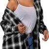 Plaid Flannel Button Down Shirts for Women Oversized Dressy Casual Long Sleeve Tops Blouse
