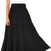 71I01tNySSL._AC_SL1500.jpg Womens High Waist A Line Ruffle Swing Long Maxi Skirt with Pockets