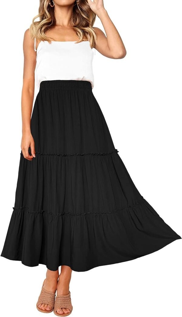 71I01tNySSL._AC_SL1500.jpg Womens High Waist A Line Ruffle Swing Long Maxi Skirt with Pockets
