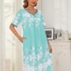 House Dresses  for Women with Pockets  Dresses Short Sleeve for Women Nightgown Lounge Dress