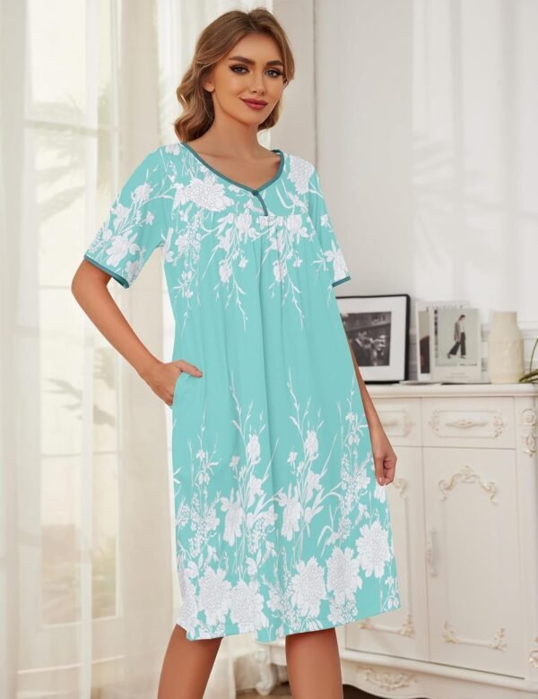 House Dresses  for Women with Pockets  Dresses Short Sleeve for Women Nightgown Lounge Dress