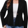 Women's Plus Size Blazer, Long Sleeve Flattering Business Casual Suit Jacket for Women Fashion Dressy