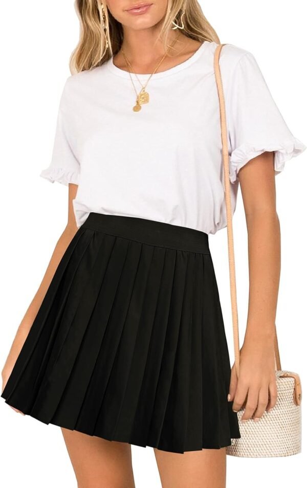 Women Short Uniform High Waist Pleated Skater Tennis Skirt with Shorts