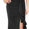 Womens Formal Ruched Ruffles Evening Prom Wedding Party Maxi Dress