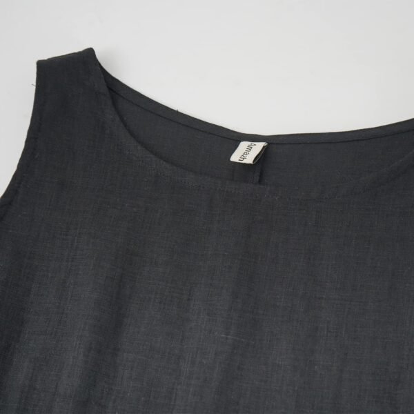 Women's Linen Sleeveless Shift Dress with Pockets Crew Neck Casual Tank Dress