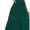 Women's Wrap V Neck Wedding Guest Dress Flutter Sleeve Swiss Dot A-Line Midi Summer Beach Dress
