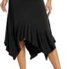 Women's Summer Beach Skirt Stretchy Midi Skirt with Irregular Hem