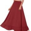 Women Plus Size Maxi Skirt Vintage High Waist Long Skirt with Pockets