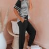 Lounge Sets For Women Two Piece Outfits Loungewear Short Sleeve Crewneck Jogger Pajama Set and Sweatpants Tracksuit