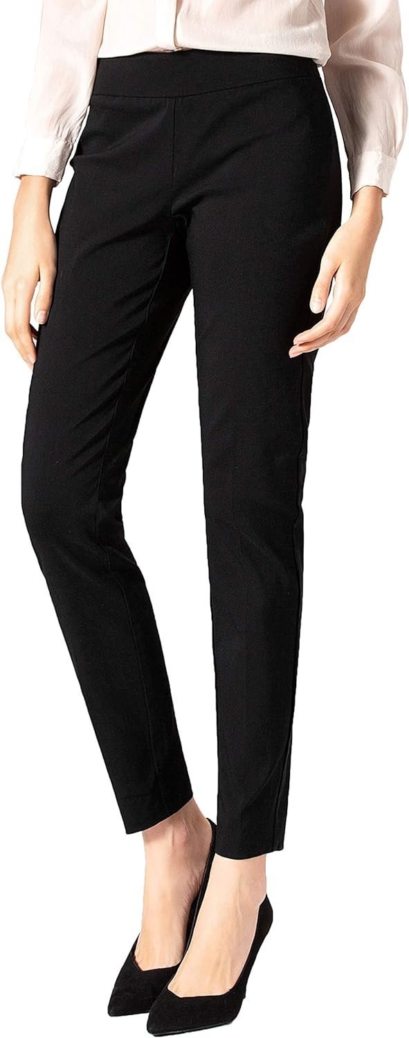 Women's Straight Pants Stretch Slim Skinny Solid Trousers Casual Business Office
