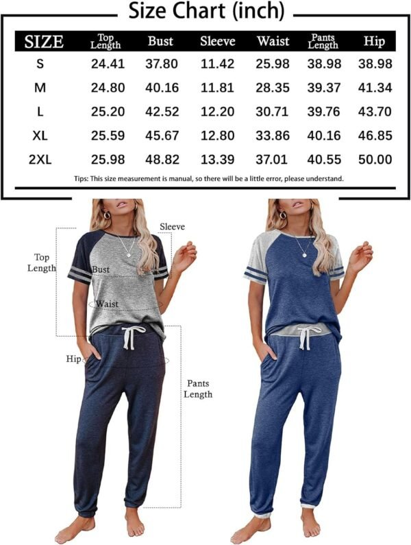 Lounge Sets For Women Two Piece Outfits Loungewear Short Sleeve Crewneck Jogger Pajama Set and Sweatpants Tracksuit