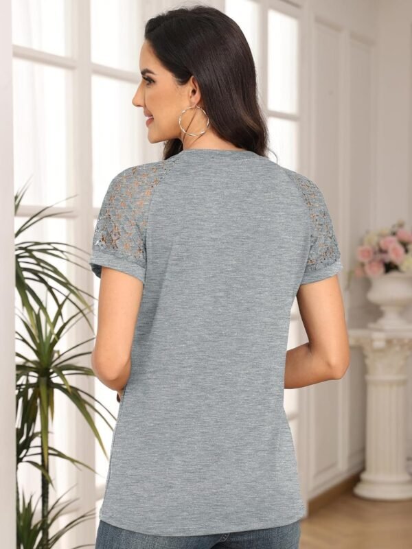 Womens Tshirts Trendy Fashion Tops Lace Short Sleeve Business Tee Shirts Casual Knitted Blouses Summer Outfits 2024