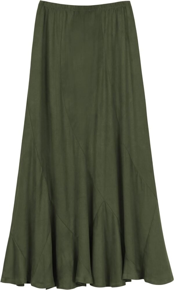 Women's Vintage Elastic Waist A-Line Long Midi Skirt