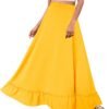 Women Plus Size Maxi Skirt Vintage High Waist Long Skirt with Pockets