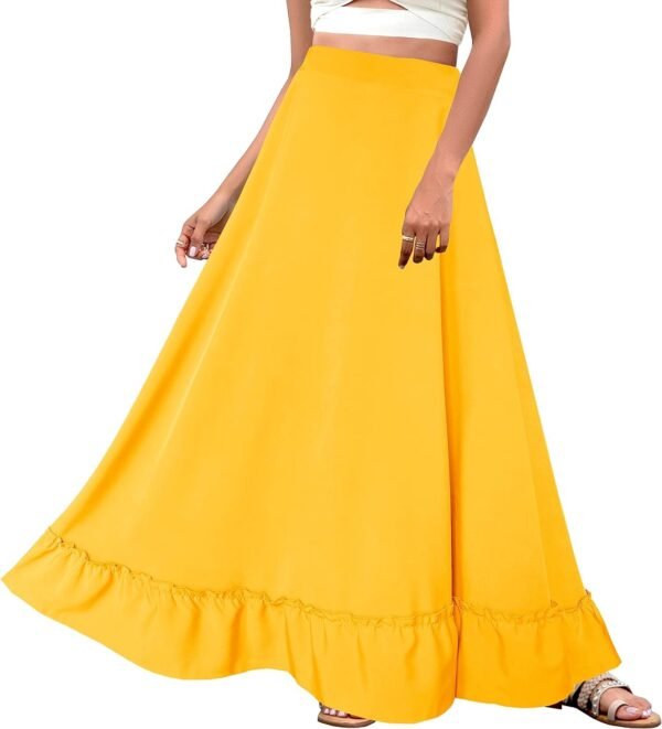 Women Plus Size Maxi Skirt Vintage High Waist Long Skirt with Pockets