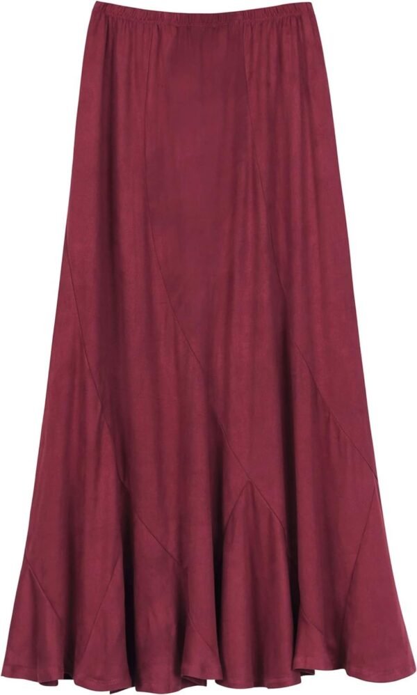 Women's Vintage Elastic Waist A-Line Long Midi Skirt