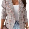 71L10jhJAGL._AC_SL1500.jpg Women's Casual Blazer with Front Opening, Long Sleeves, Double-Breasted Design, Vintage Printed Plaid, Slim Fit Women's Blazer