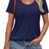 Womens Tops T Shirts Short Sleeve Tees Fashion Trendy Lightweight Basic Soft Casual Summer Outfits Comfy Clothes 2024