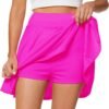 Women's Casual Basic Versatile Flared Pleated Mini Skater Skirt with Shorts