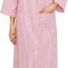 Women House Dress Snap Front Nightgown 3/4 Sleeve Housecoat Duster Robe with Pockets Moomoo Patio Dress