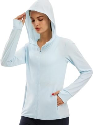 Women's Full Zip UPF 50+ Sun Protection Hoodie Jacket Long Sleeve Sun Shirt Hiking Outdoor Performance with Pockets