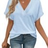 71NF2qhogiL._AC_SL1500.jpg T Shirts Short Sleeve V Neck Tees Womens Fashion Tops Trendy Lightweight Soft 2024 Casual Summer Spring Outfits