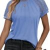 Womens Tshirts Trendy Fashion Tops Lace Short Sleeve Business Tee Shirts Casual Knitted Blouses Summer Outfits 2024