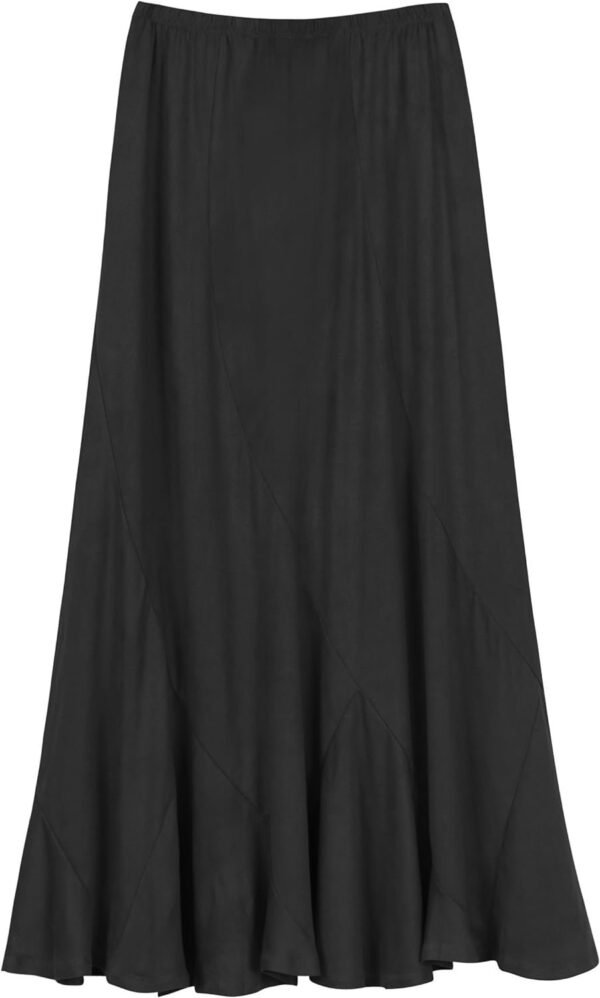 Women's Vintage Elastic Waist A-Line Long Midi Skirt