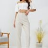 Women's High Waisted Business Trousers Straight Leg Pleated Office Slacks Pants
